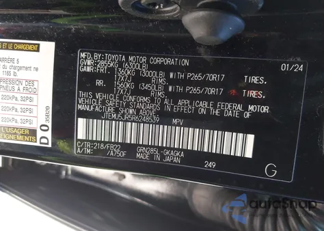2024 Toyota 4Runner Sr5 from USA, damaged, VIN JTEMU5JR5R6248539